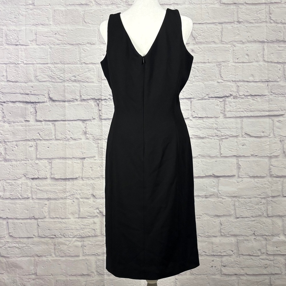 Jones New York Platinum Womens Black V-Neck Sheath Dress Size 12 Sleeveless LBD - Picture 4 of 10